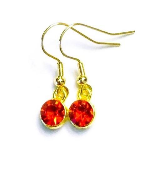 Oorbellen goud 14k gold plated hanger kristallen rood-robijn, Met kristal, Overige materialen, Hangers, Verzenden