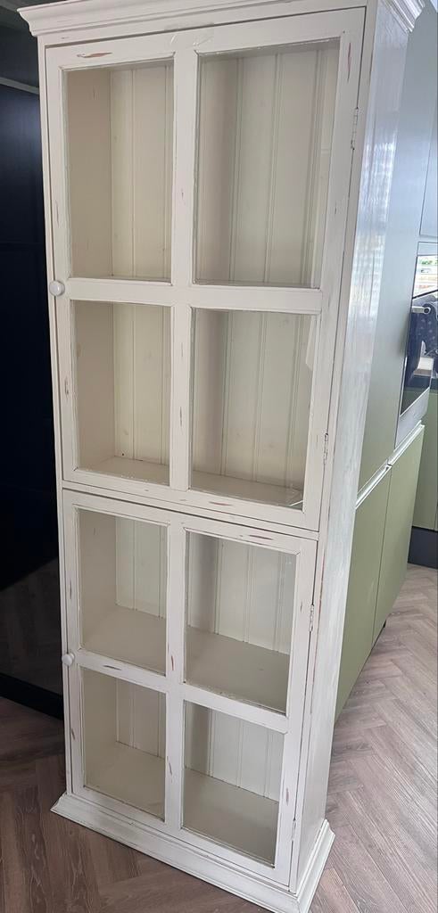 Witte vitrinekast, Ophalen, Gebruikt, 200 cm of meer, 50 tot 100 cm