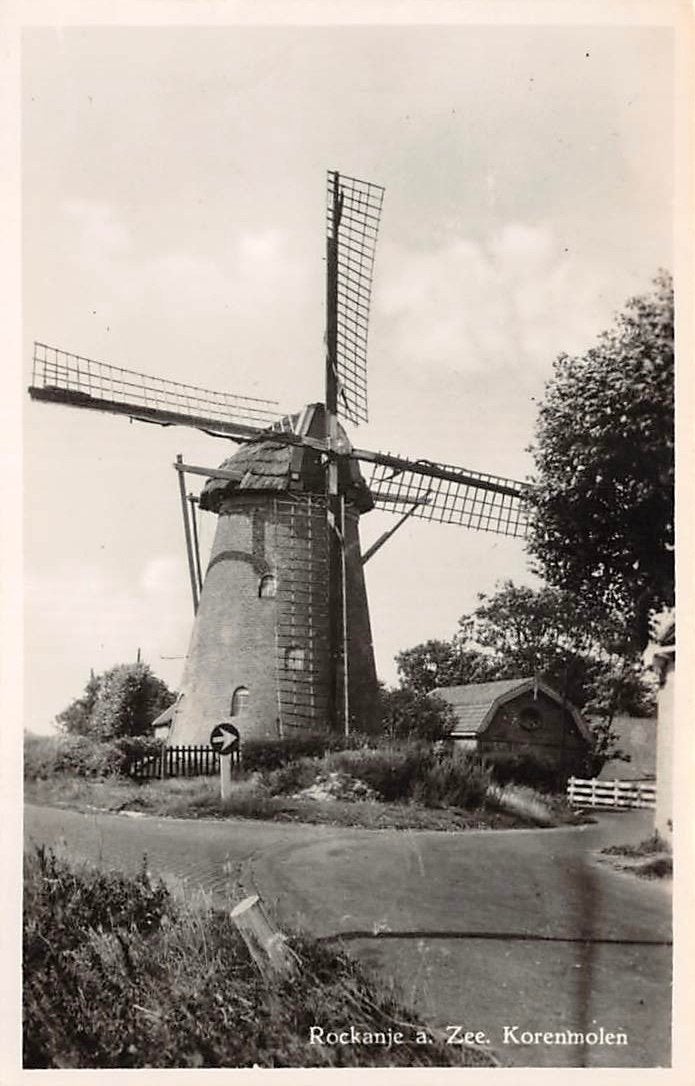 Rockanje aan Zee Korenmolen Molendijk Voorne, Verzamelen, Ansichtkaarten | Nederland, Ophalen of Verzenden, 1940 tot 1960, Gelopen