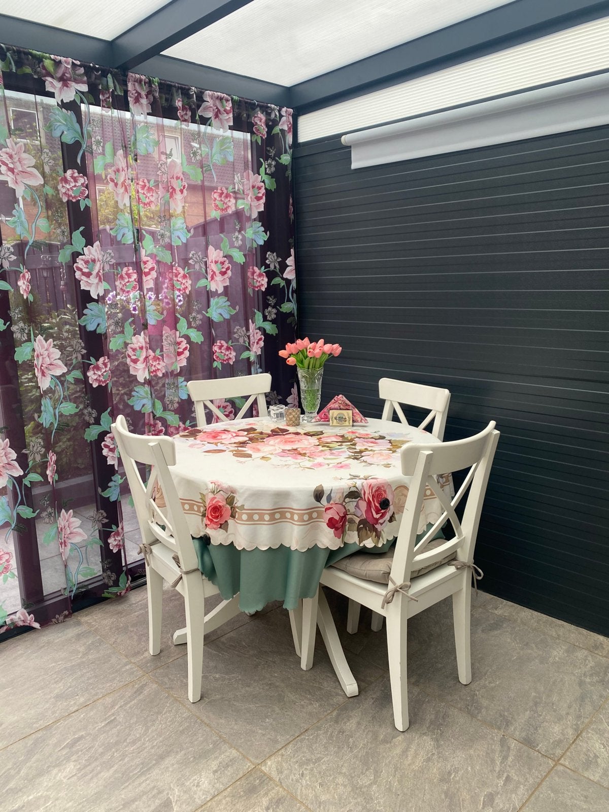 IKEA ROSENTORP ronde uitschuifbare tafel met 4 stoelen, Ophalen, Gebruikt