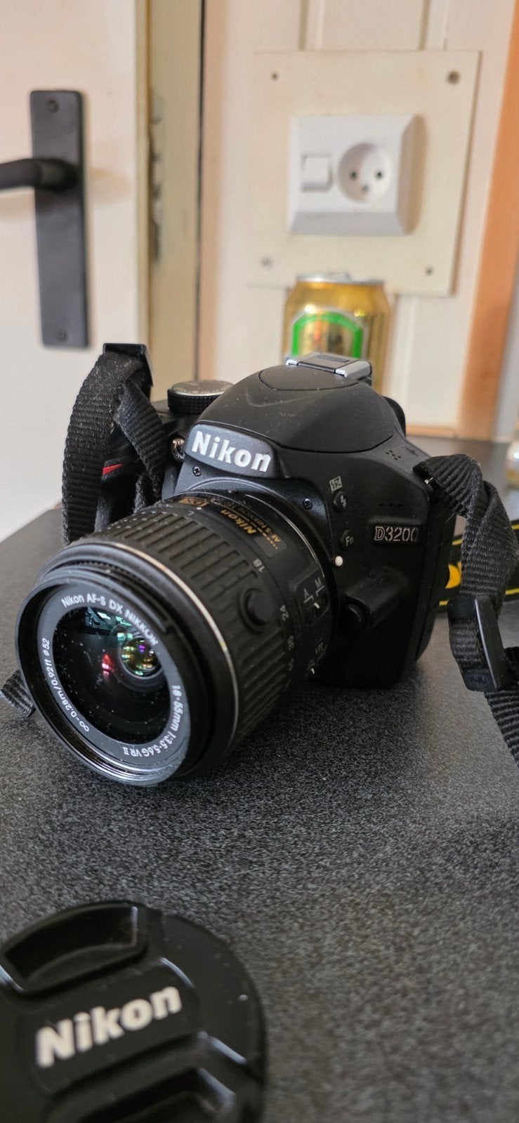 Nikon D3200 spiegelreflexcamera met AF-S DX Nikkor 18-55mm, Ingebouwde flitser, Gebruikt, Spiegelreflex, Accu