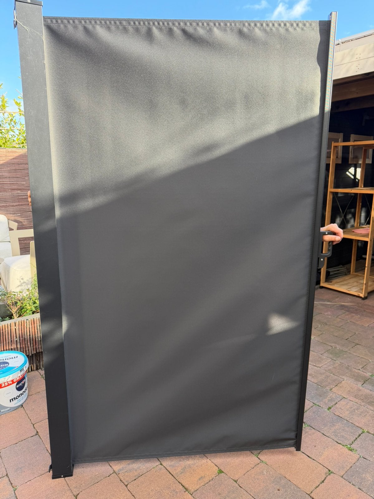 uitschuifbaar windscherm 350 x 200 cm – NIEUW – Antraciet, Tuin en Terras, Ophalen, Aluminium, Zo goed als nieuw, 200 cm of meer