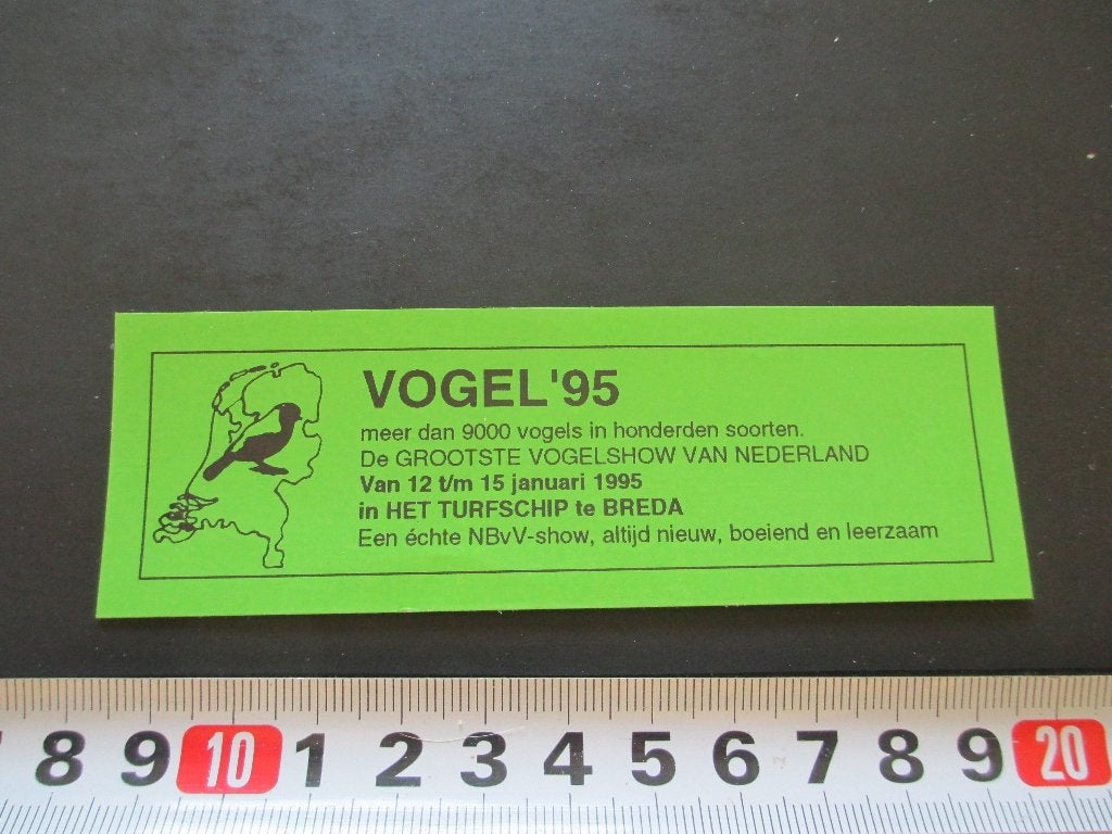 sticker VOGEL '95 Het Turfschip te Breda, Ophalen, Zo goed als nieuw