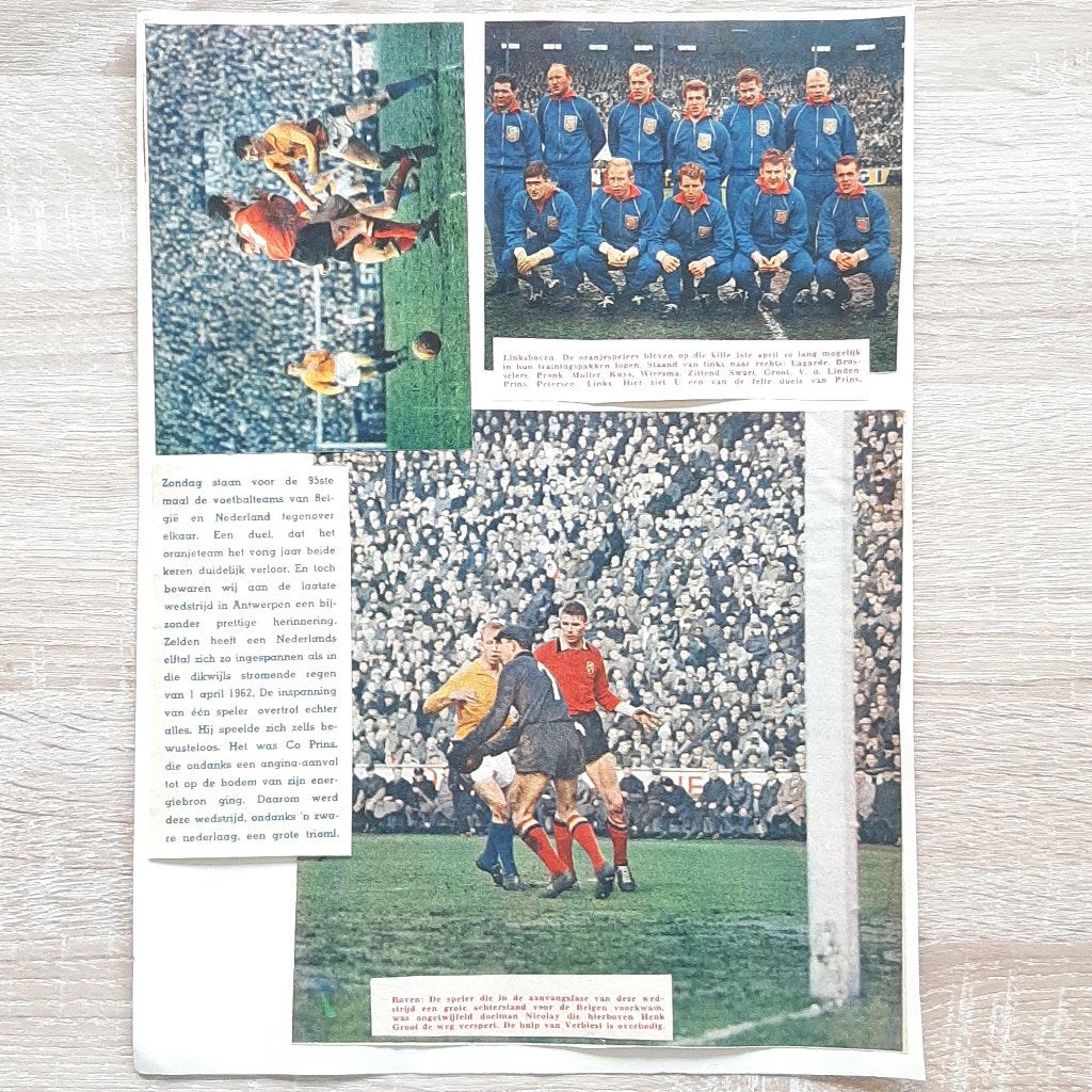 Knipsels Nederlands Elftal Henk Groot, Co Prins 1 april 1962, Verzamelen, Verzenden, Gebruikt, Buitenlandse clubs, Poster, Plaatje of Sticker