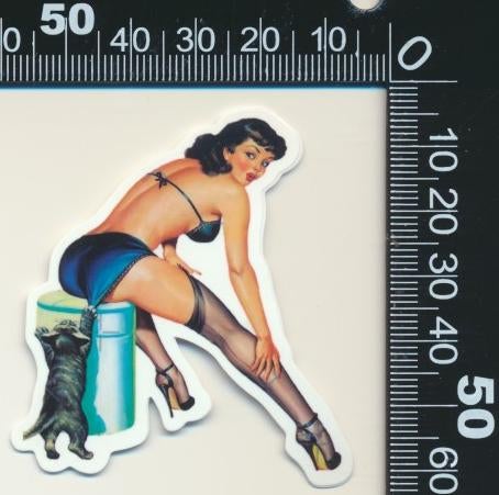 Sticker: Vintage Pin Up Girl (34), Verzamelen, Stickers, Ophalen of Verzenden, Zo goed als nieuw, Bedrijf of Vereniging