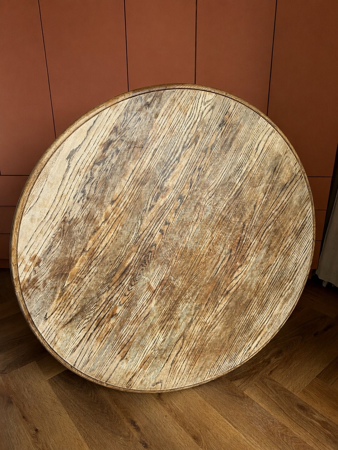 Rond eiken tafelblad - zware hoge kwaliteit, Huis en Inrichting, Tafels | Eettafels, Ophalen, Gebruikt, 100 tot 150 cm, 150 tot 200 cm