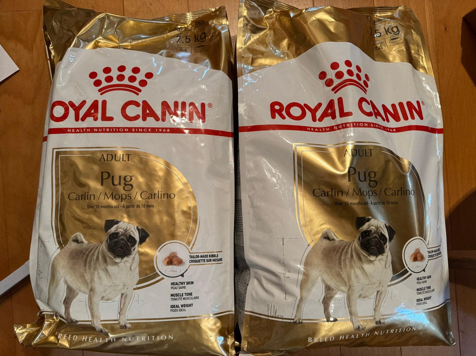 2x Royal Canin mops adult 7,5 kg (onaangebroken), Ophalen, Hond