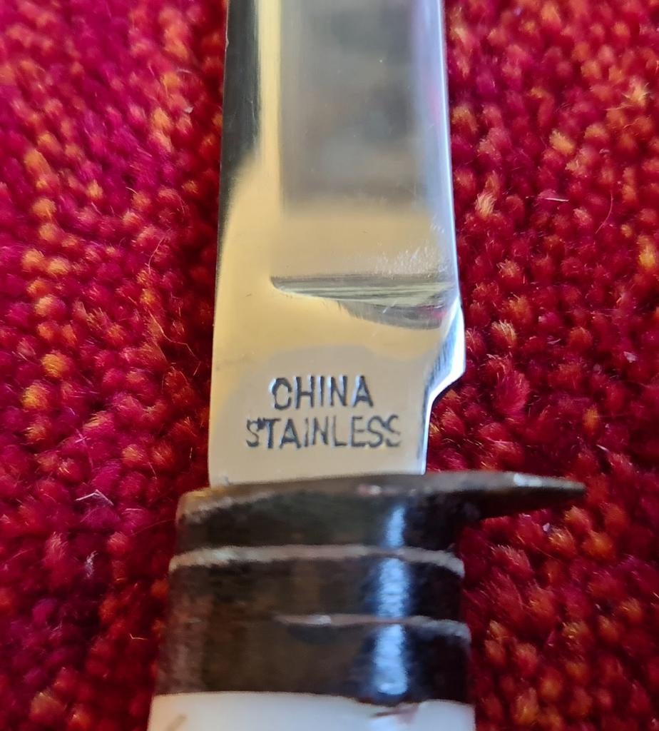 Vintage dolk met Leren Schede - China Stainless, Antiek en Kunst, Ophalen of Verzenden