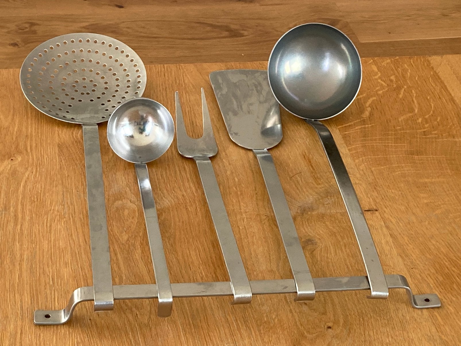 Vintage wandrek keuken RVS, vijfdelig, Antiek en Kunst, Ophalen