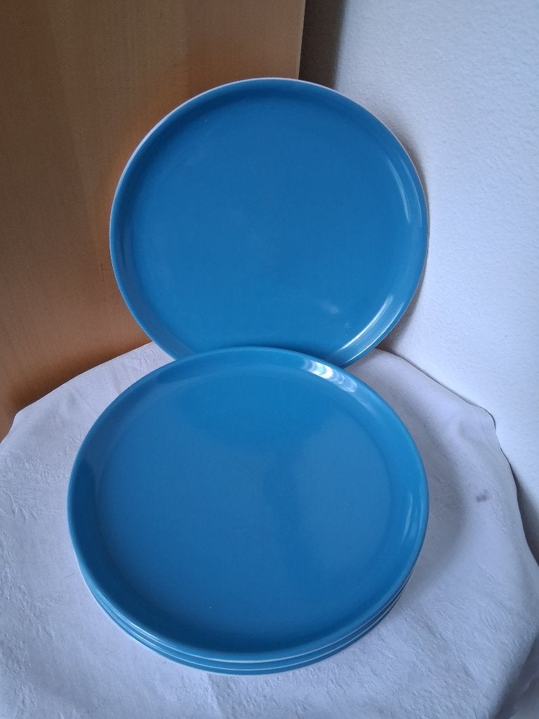 HEMA ceramic borden blauw *eureka*, Huis en Inrichting, Keuken | Servies, Hema, Ophalen of Verzenden, Zo goed als nieuw, Bord(en)