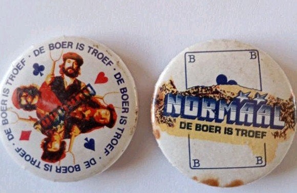 Vintage buttons 'De Boer is Troef' - Normaal, 2,5 cm, Ophalen of Verzenden, Gebruikt, Overige onderwerpen, Button