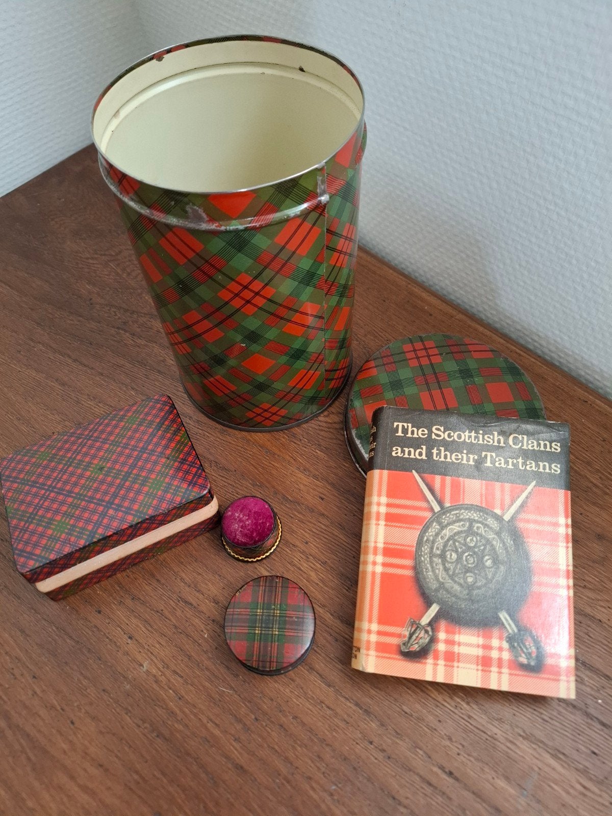 Vintage Schotse Tartan Collectie: Boek, Blik & Doosjes, Ophalen of Verzenden