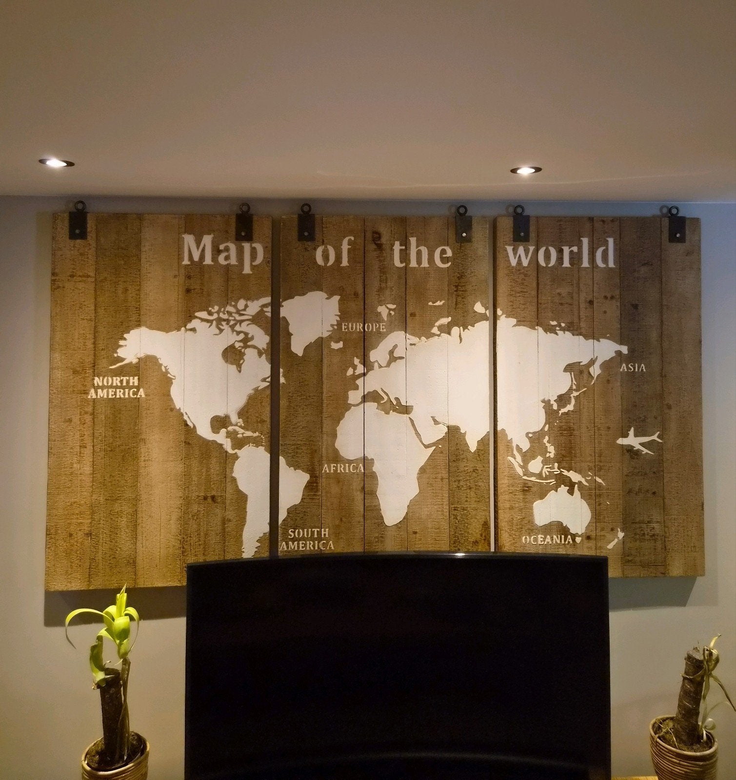 Map of the world, Huis en Inrichting, Woonaccessoires | Wanddecoraties, Ophalen, Hout, Zo goed als nieuw, Bruin