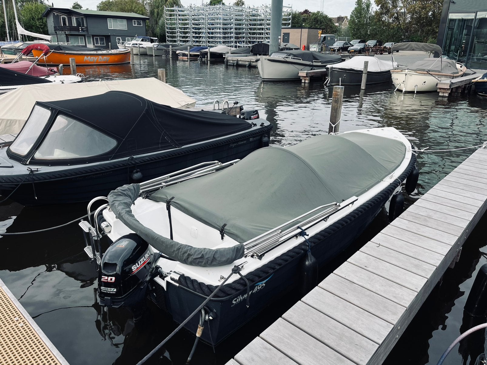 Silveryacht 495 + Suzuki 20 PK –In zeer goede staat!, Ophalen, Polyester, Buitenboordmotor, Elektrische start
