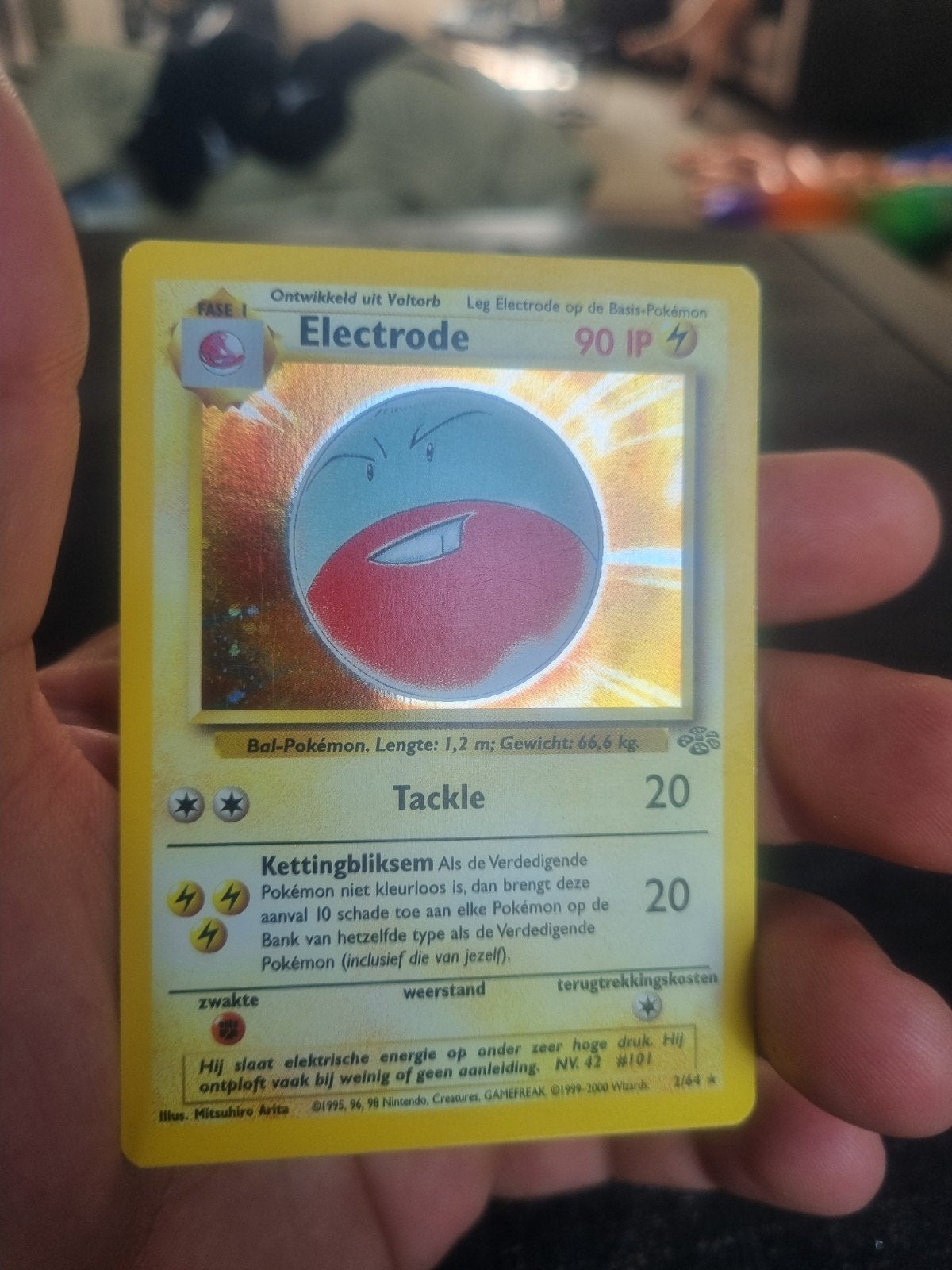 Electrode 2/64 Jungle nederlands, rare holo * € 25, Ophalen of Verzenden, Zo goed als nieuw, Losse kaart, Foil