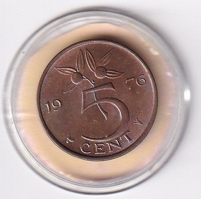 5 Cent 1976 Zeer mooi met diverse Muntkleuren, Verzenden, Koningin Juliana, 5 cent, Losse munt