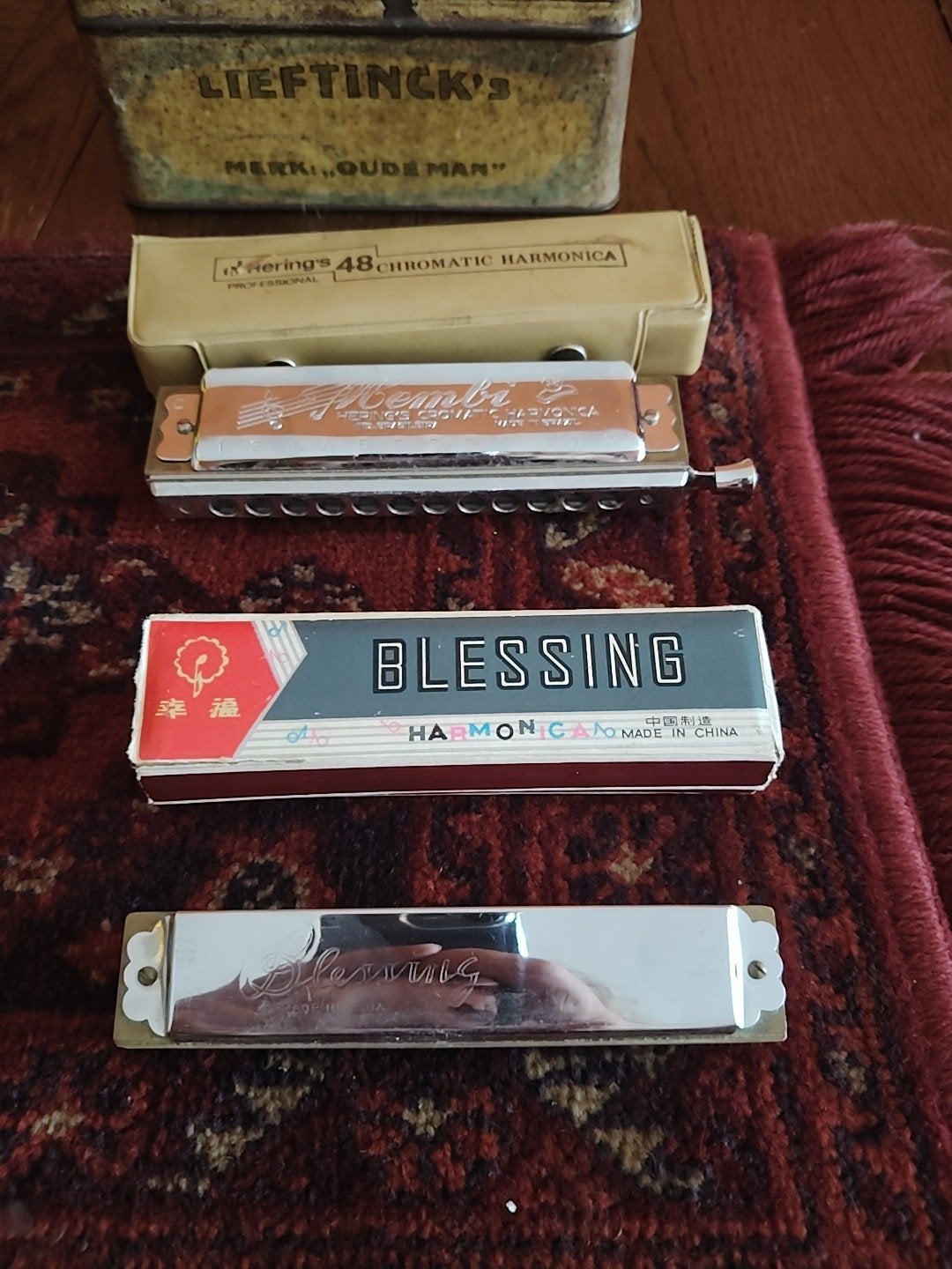 Vintage Mondharmonica's: Hering's en Blessing, Ophalen of Verzenden, Zo goed als nieuw, Chromatisch, Met koffer of doosje