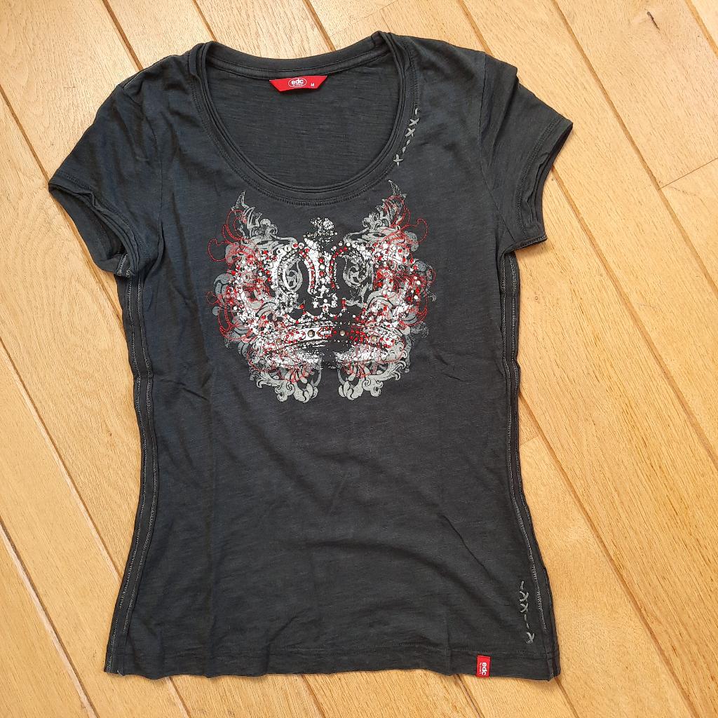 EDC by Esprit t- shirt zwart met strass maat M - nieuw -, Maat 38/40 (M), Zwart, Nieuw, Ophalen of Verzenden