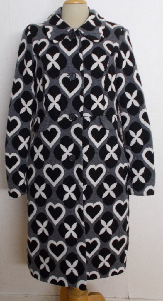 Hartjes print wol mix vest van Twinset (Simona Barbieri) L, Kleding | Dames, Verzenden, Zo goed als nieuw, Maat 42/44 (L), Zwart