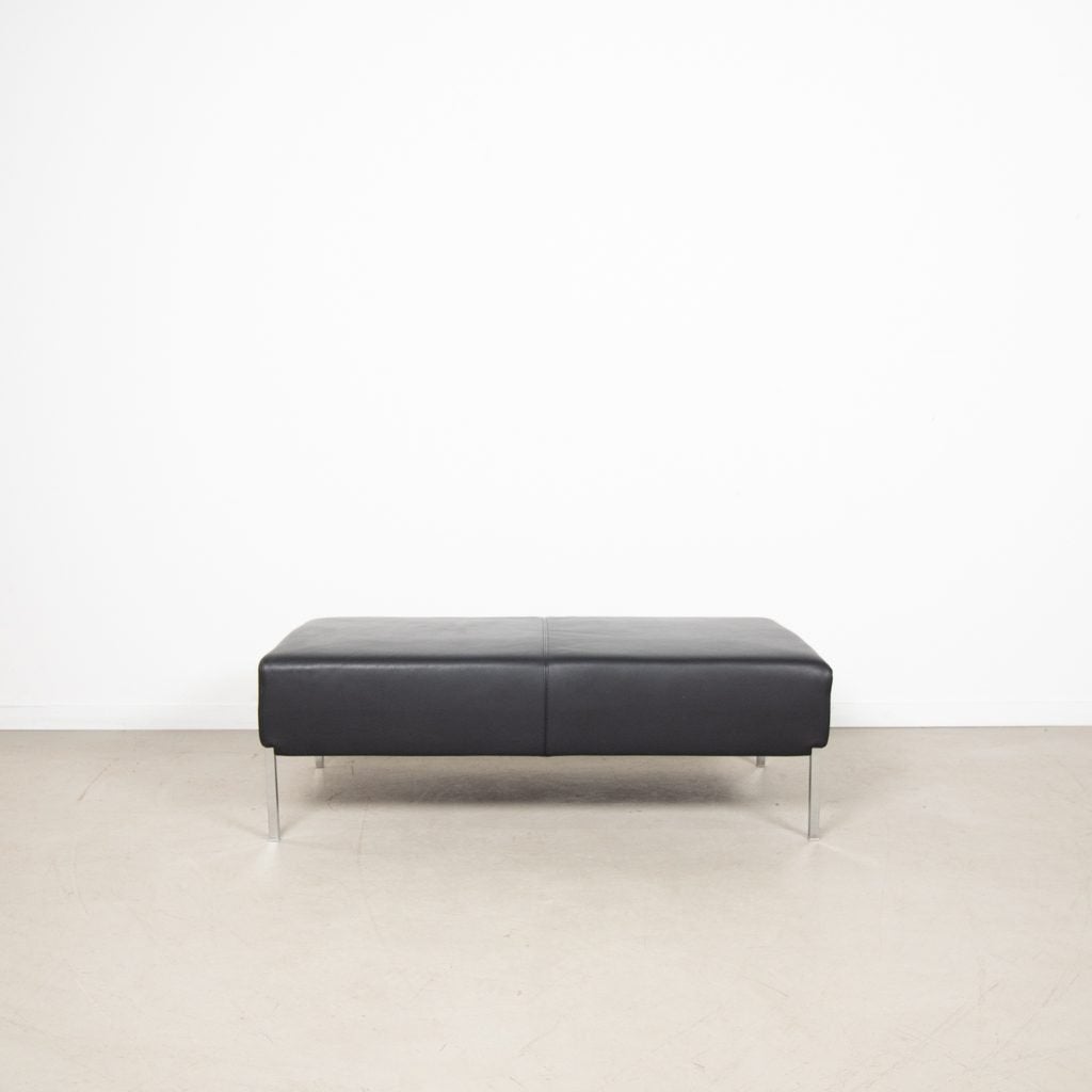 Moroso Ottoman Zwart Leer – Chroom, Huis en Inrichting, Niet ingevuld, Zo goed als nieuw, Niet ingevuld, Niet ingevuld