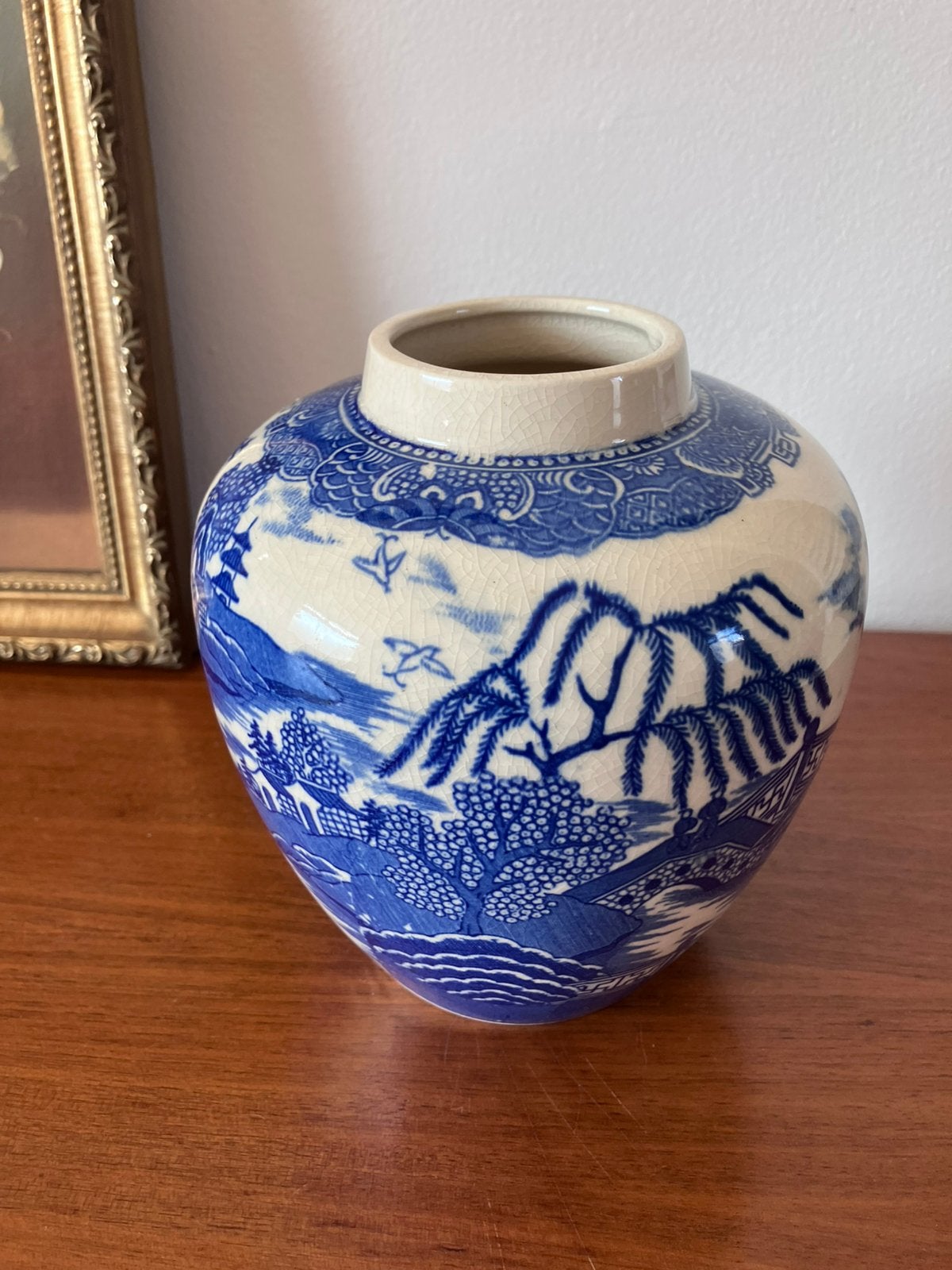 Mooie Japanse blauw-wit bolvaas / gemberpot, Ophalen of Verzenden
