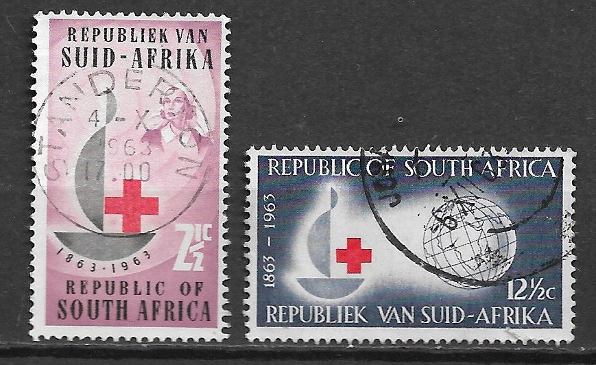 Zuid Afrika 1963 100jr Rode Kruis, Postzegels en Munten, Verzenden, Zuid-Afrika, Gestempeld