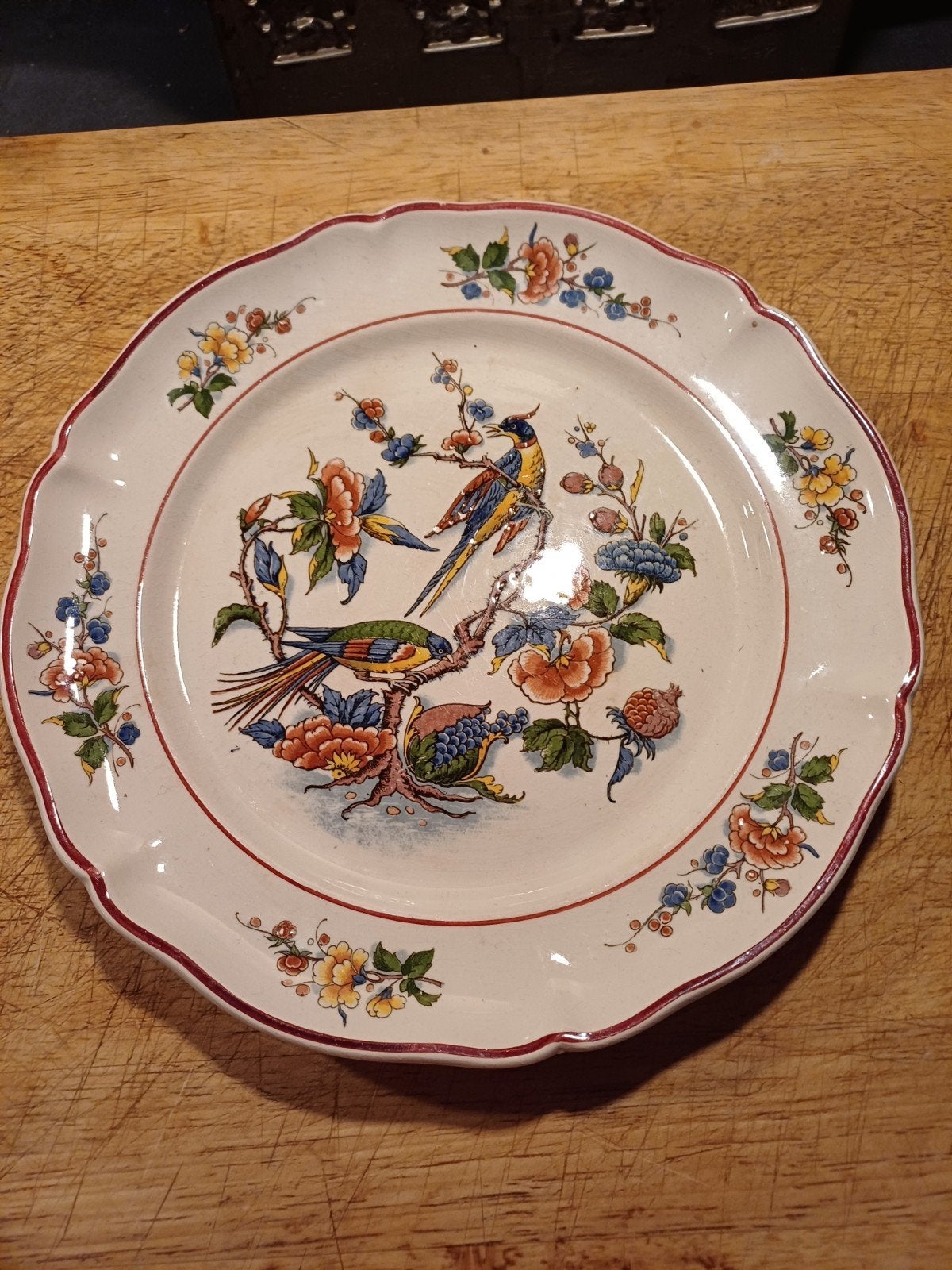 Antiek Bord van V&B decor Rouen met prachtige Vogels, Verzenden
