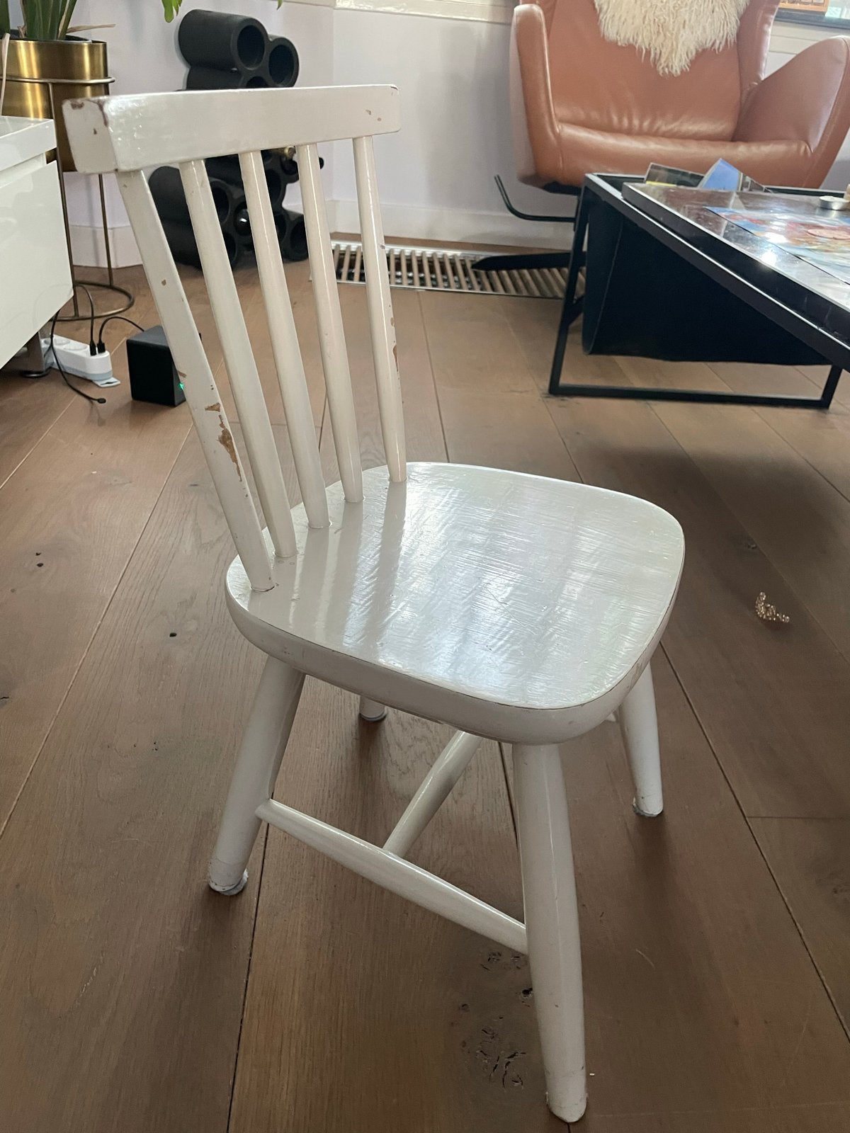 Witte houten kinderstoel - Gebruikt, Gebruikt, Wit, Ophalen of Verzenden, Eén