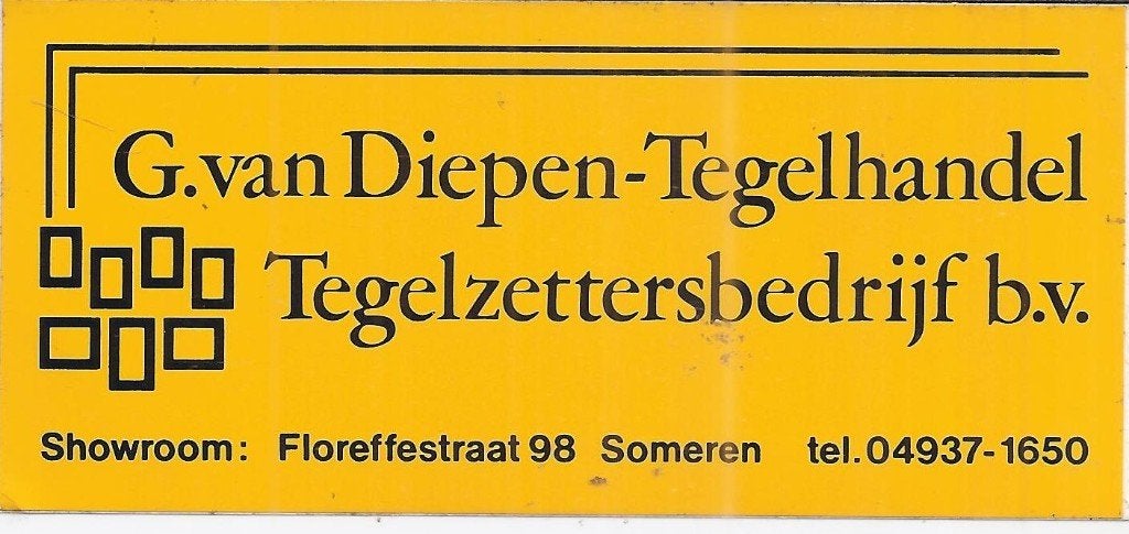 So265 sticker g van diepen tegelhandel Someren, Ophalen of Verzenden, Zo goed als nieuw, Bedrijf of Vereniging