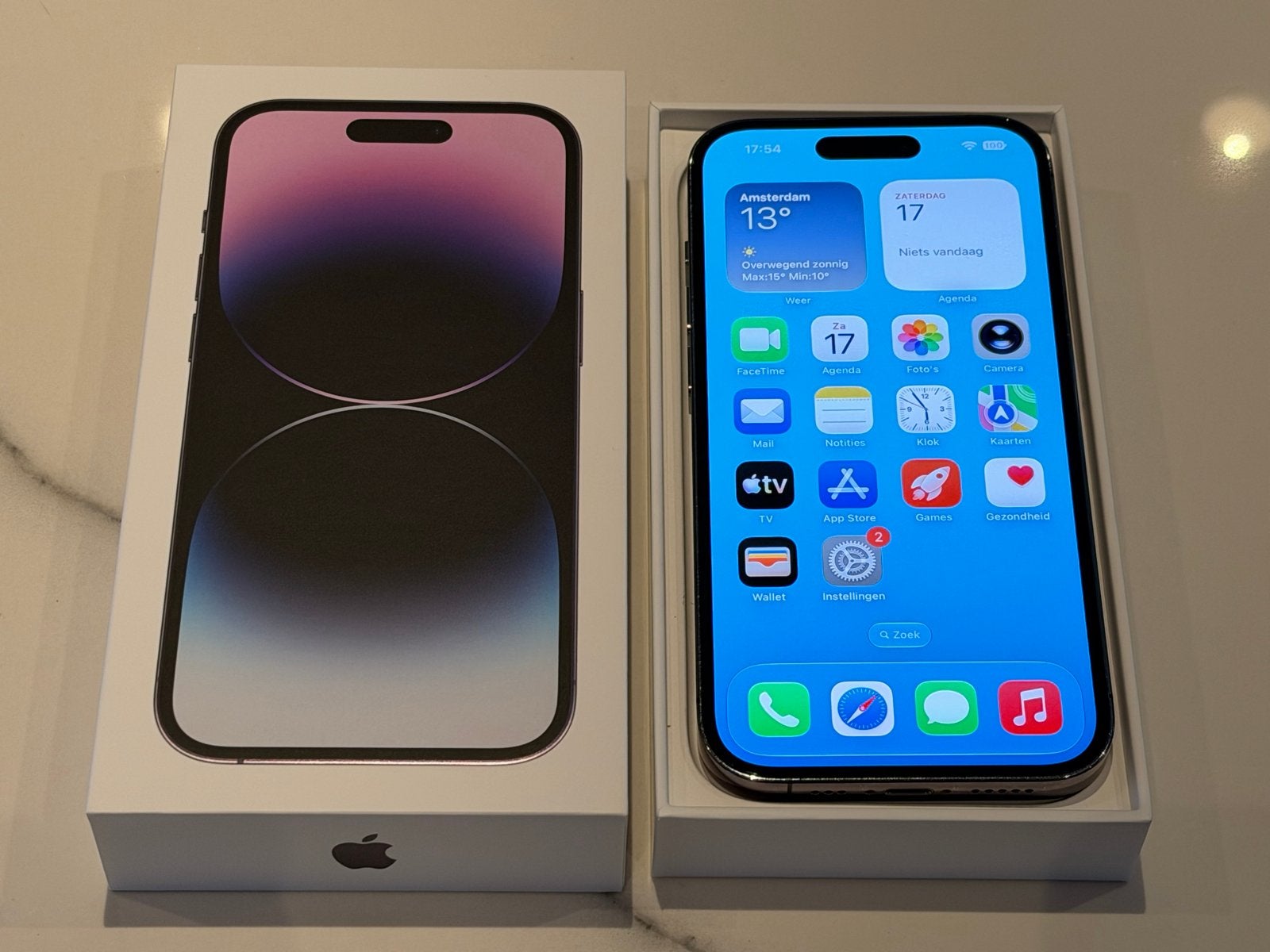 iPhone 14 Pro 256GB Deep Purple, Telecommunicatie, Paars, Zonder simlock, Zonder abonnement, 79 %