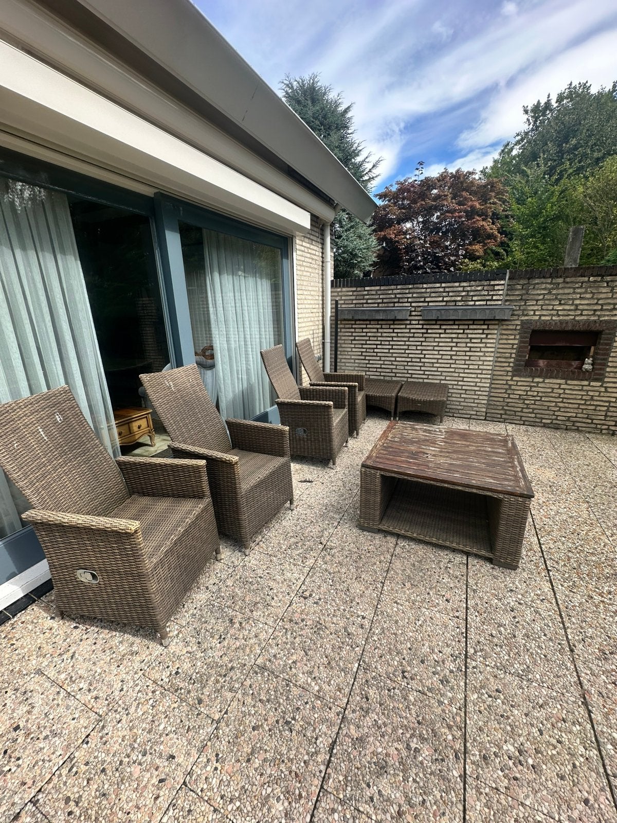 Complete tuinset met verstelbare stoelen en kussens, Ophalen, Zo goed als nieuw