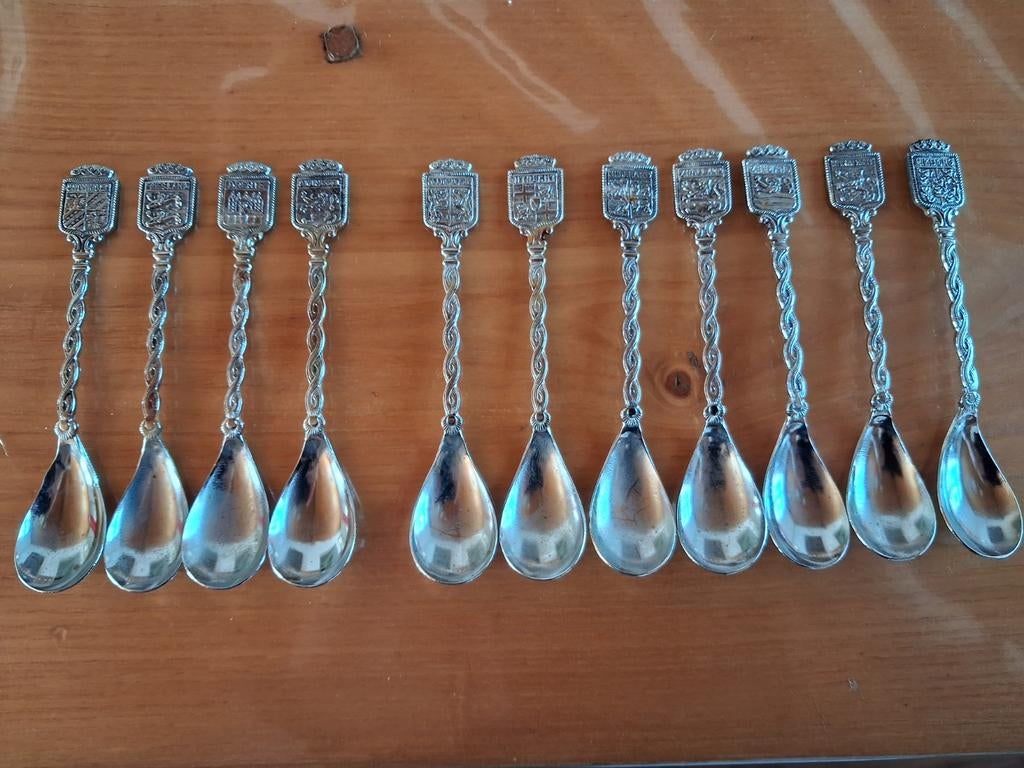Zilverkleurige lepeltjes naam en wapen van 11 provincies, Antiek en Kunst, Ophalen of Verzenden