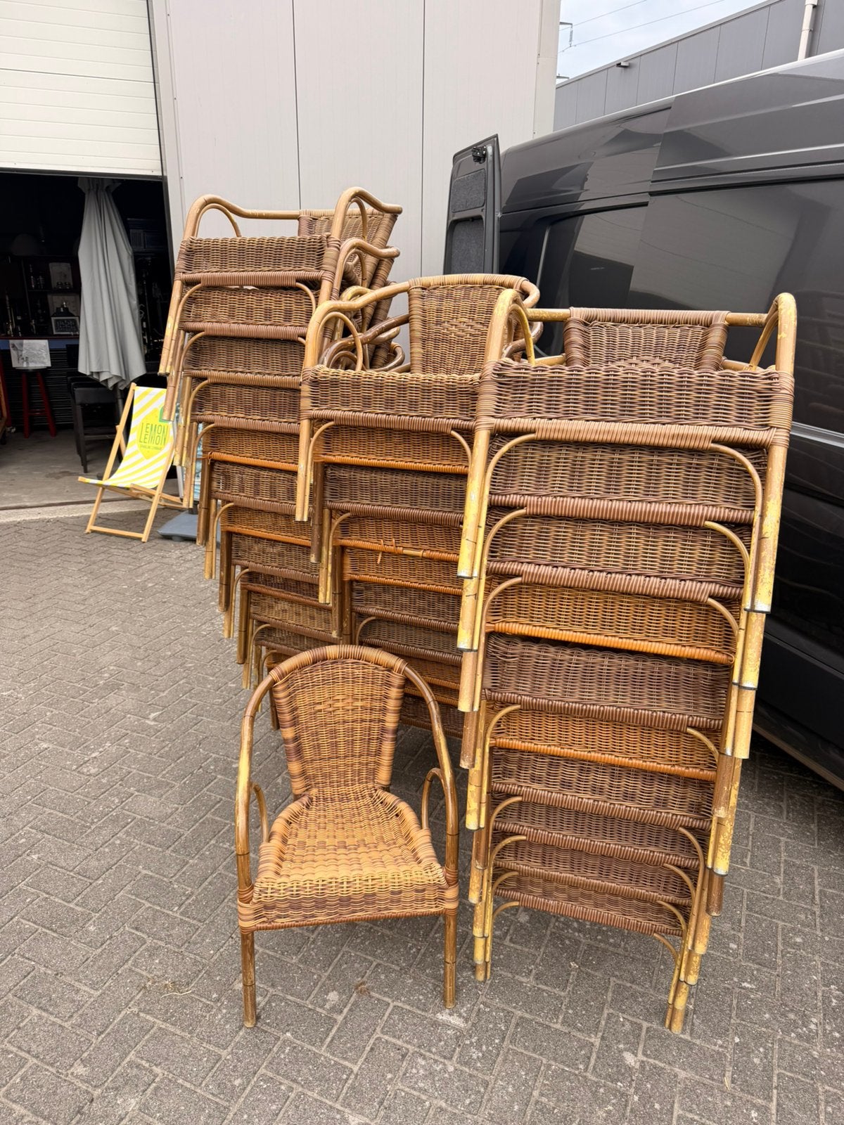 Stapelbare stoelen aluminium kunststof wicker terrasstoelen, Ophalen of Verzenden, Zo goed als nieuw, Aluminium