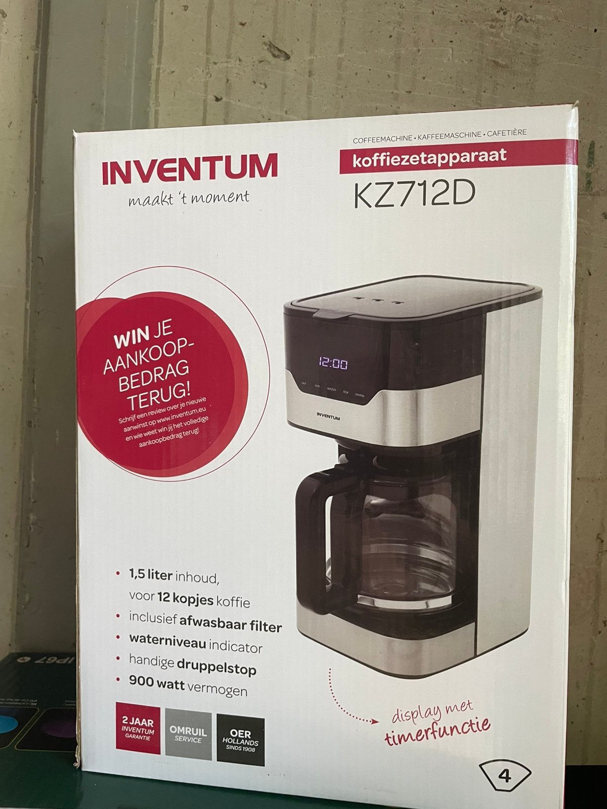 inventum koffiezetapparaat, Ophalen of Verzenden, Zo goed als nieuw, Koffiemachine