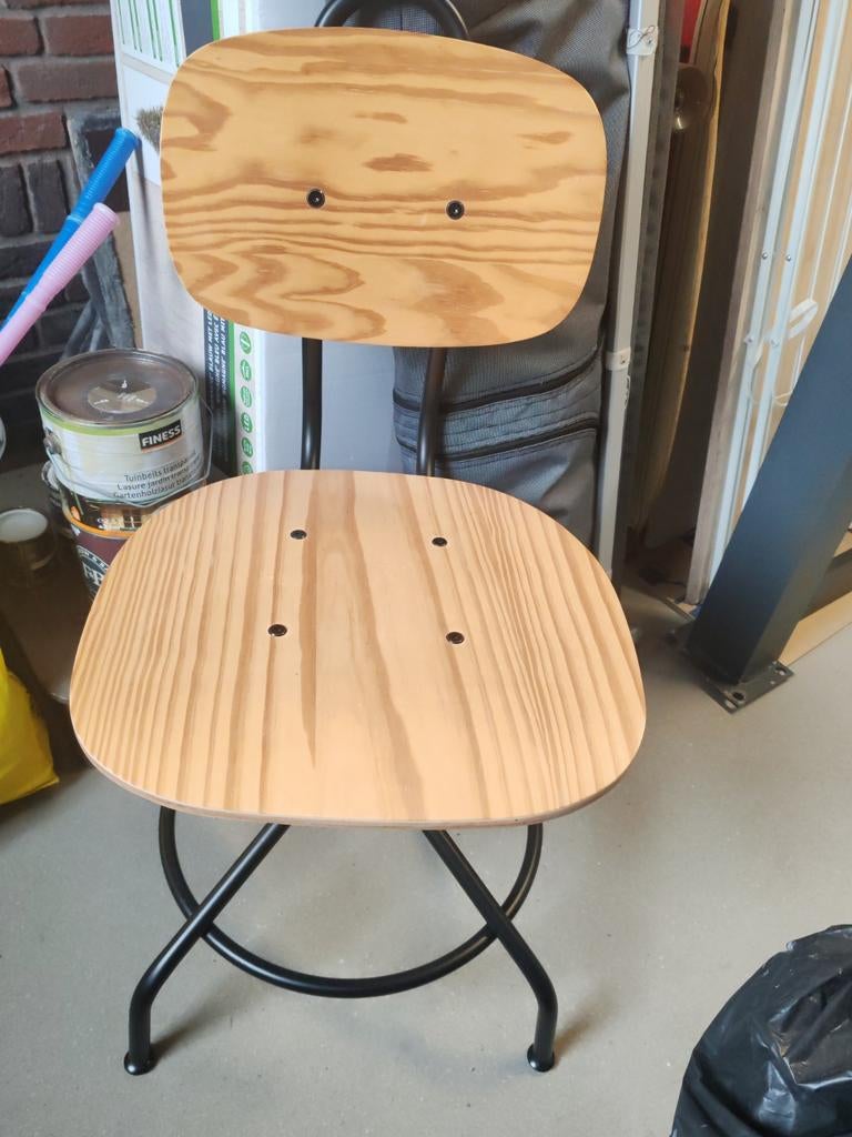 Ikea bureaustoel hout met metaal, Huis en Inrichting, Bureaustoelen, Verzenden, Zo goed als nieuw, Zwart