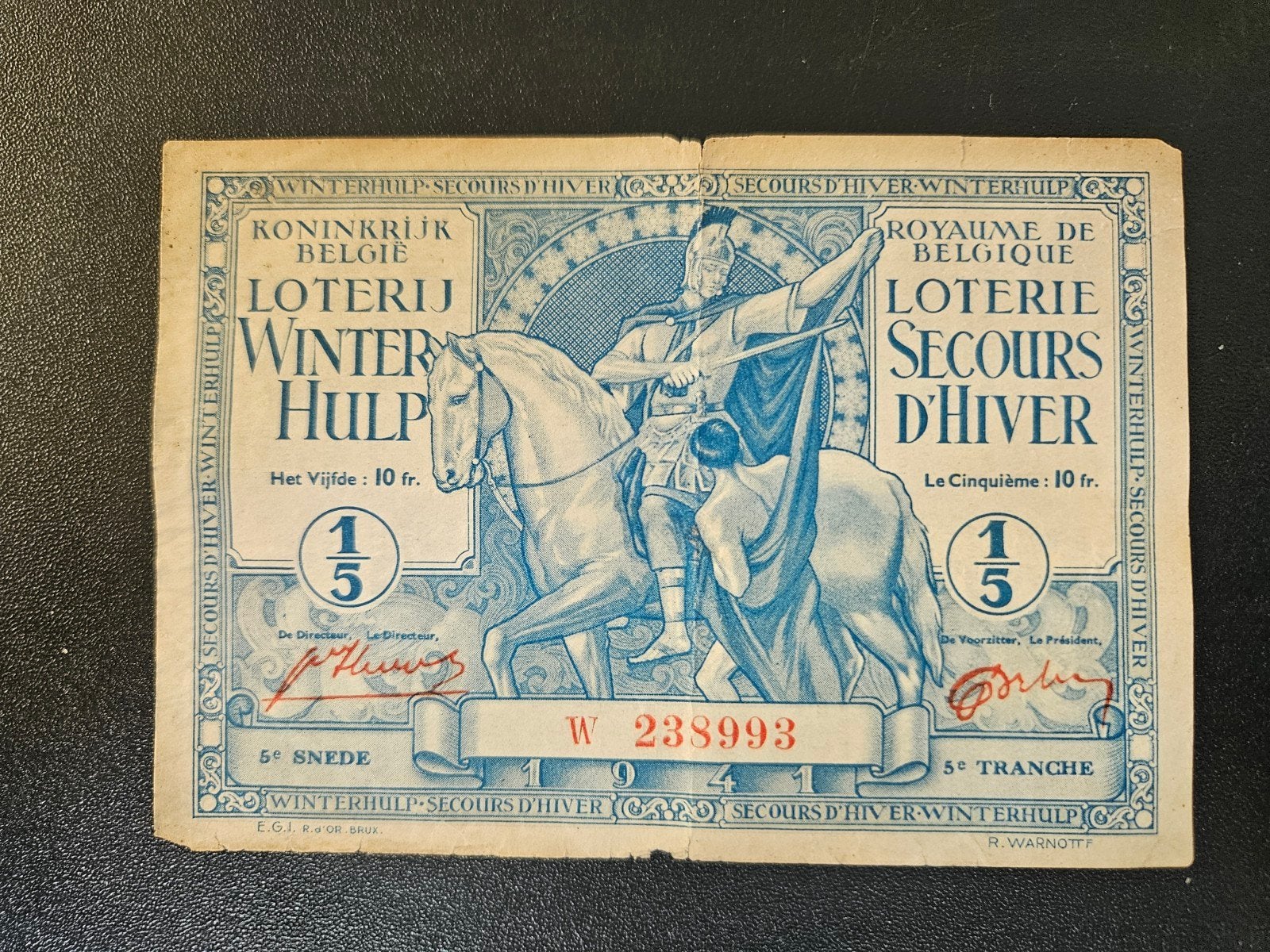België loterij Winterhulp 1940-44, Postzegels en Munten, Bankbiljetten | Europa | Niet-Eurobiljetten, Verzenden, België, Los biljet