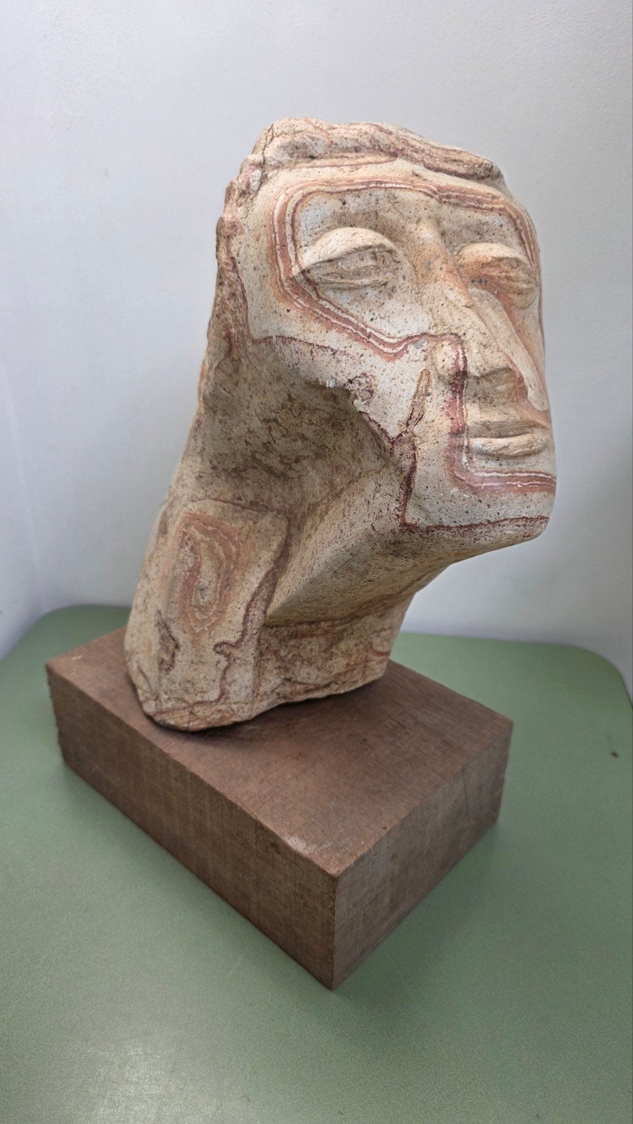 zwaar kunstwerk modern abstract sculptuur, Ophalen, Overige typen, 20 - 50 cm, Beige