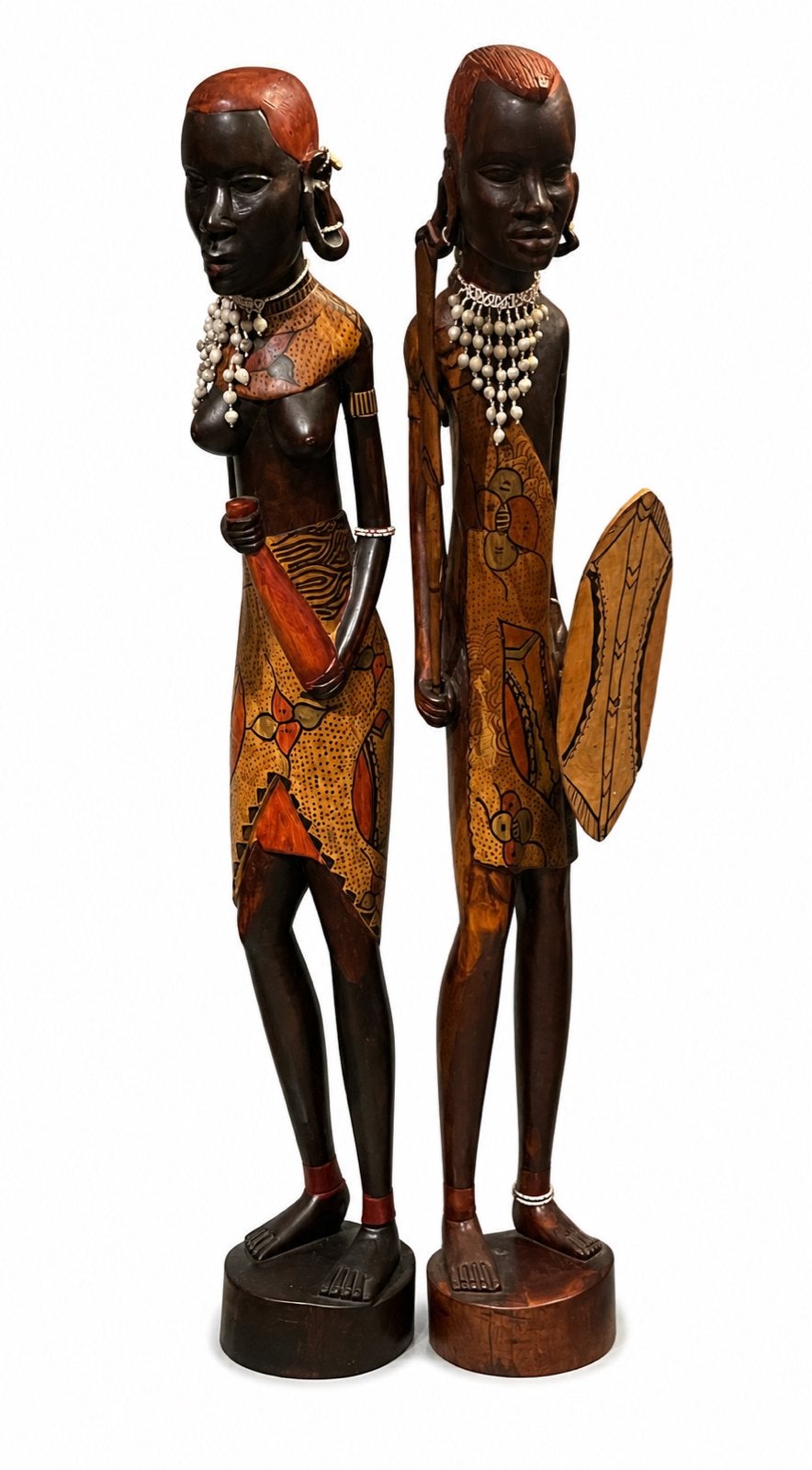 Afrikaanse houten beelden - Man en vrouw, Bruin, Afrika, Ophalen, Hout