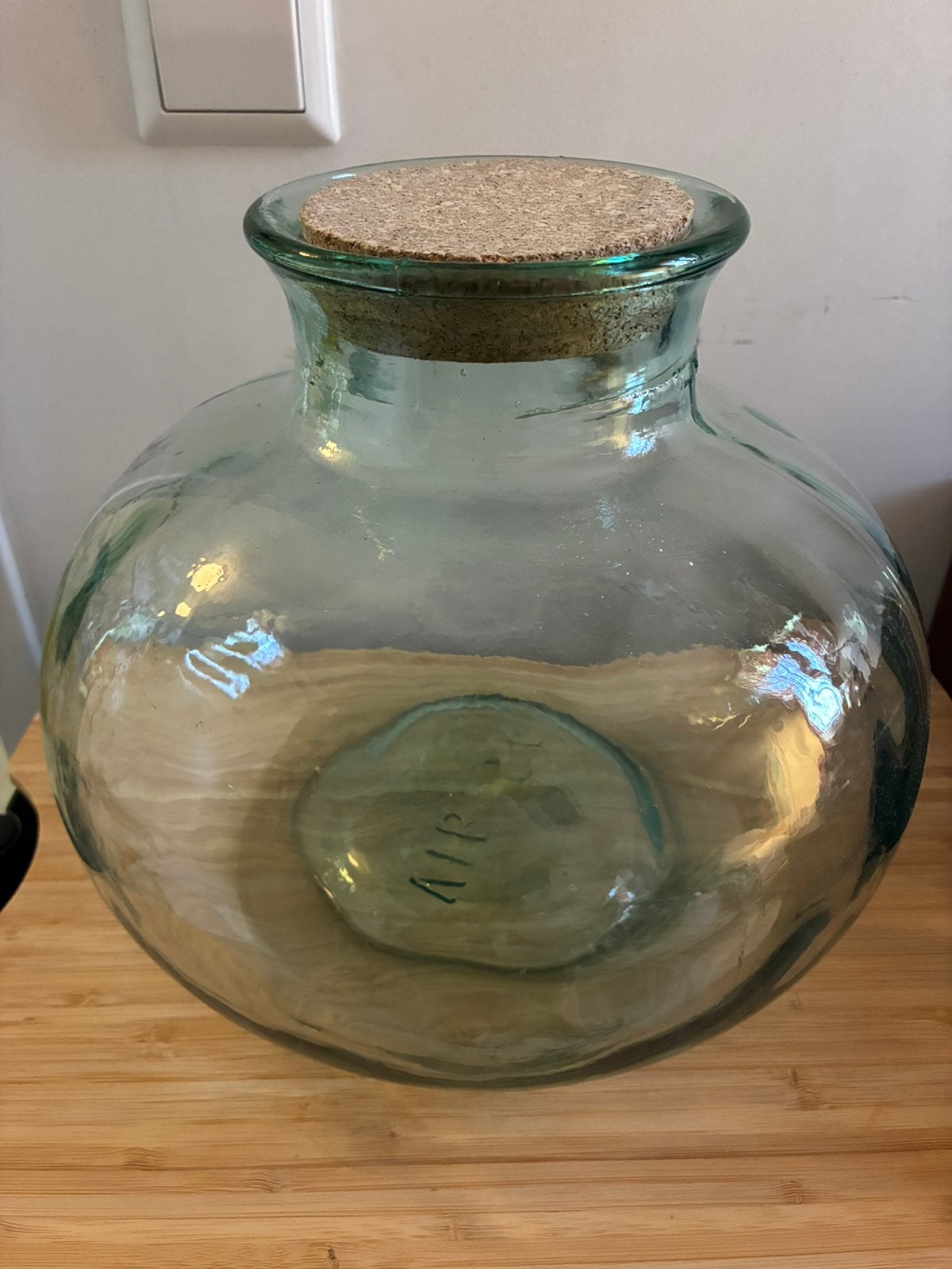 Vintage Vibasal ronde fles pot met kurk, Huis en Inrichting, Ophalen, Gebruikt, Met deksel, Pot, Bus of Blik