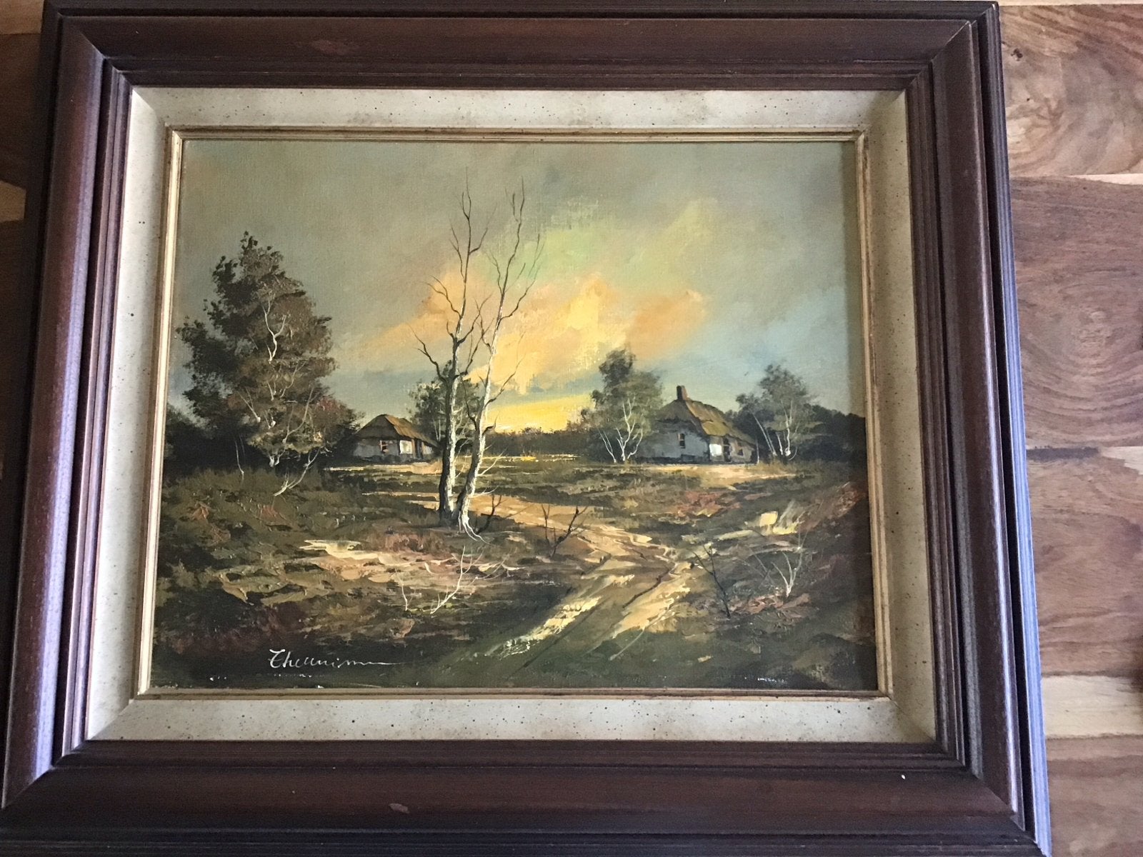 Sfeervol Landschap Schilderij - Theunissen, Ophalen, Paneel, Realistisch, Gesigneerd
