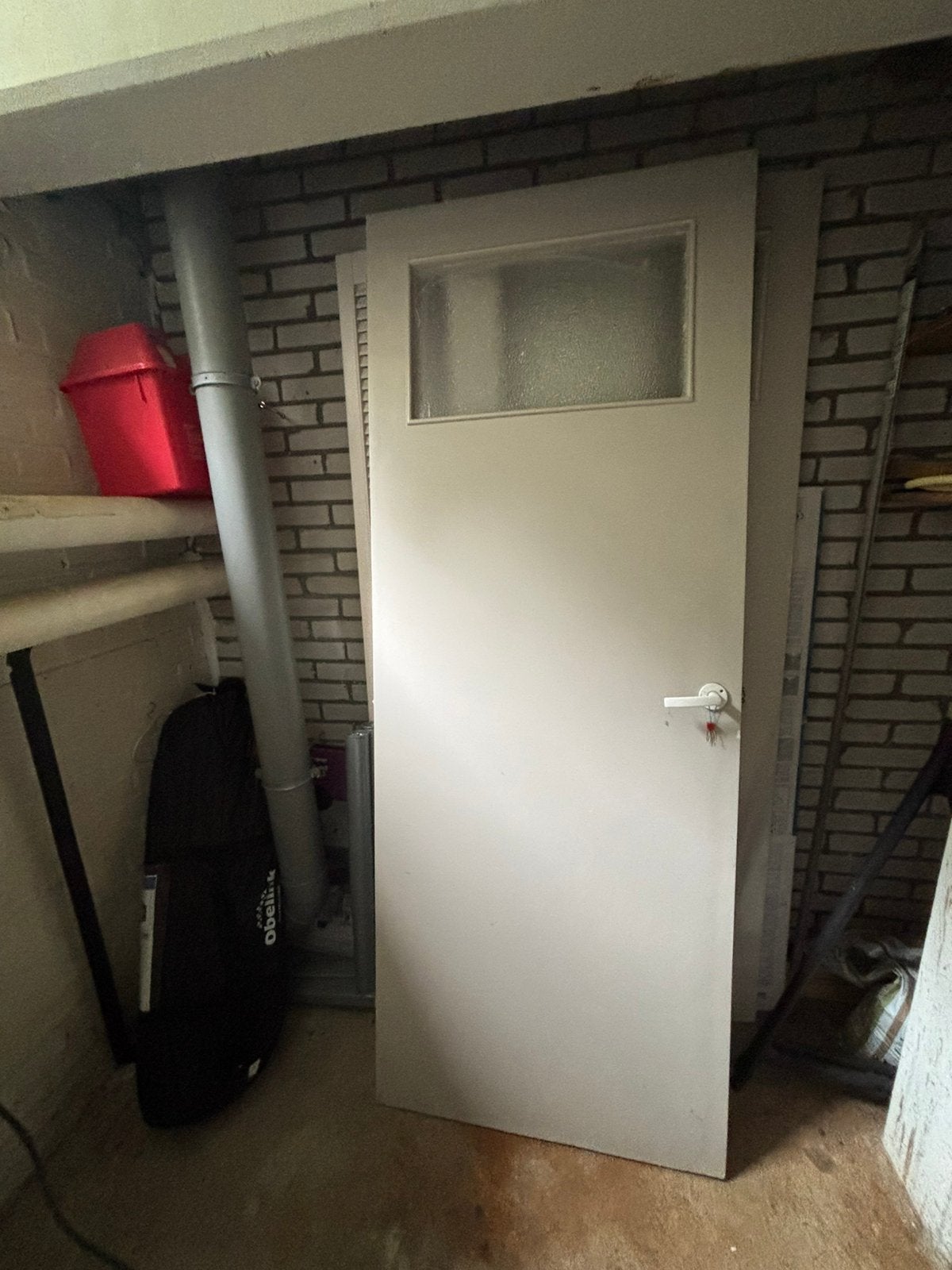 2x jaren 50 deuren met glas, Doe-het-zelf en Verbouw, Deuren en Horren, Ophalen, Binnendeur, 200 tot 215 cm, Glas