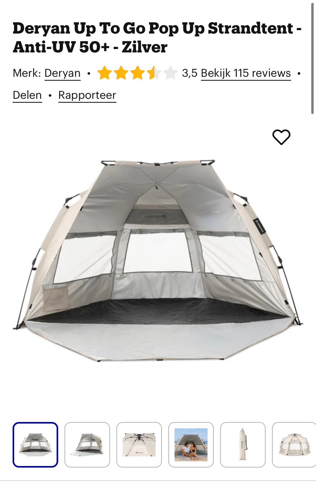 Deryan tent, Ophalen, Zo goed als nieuw, Tot en met 2