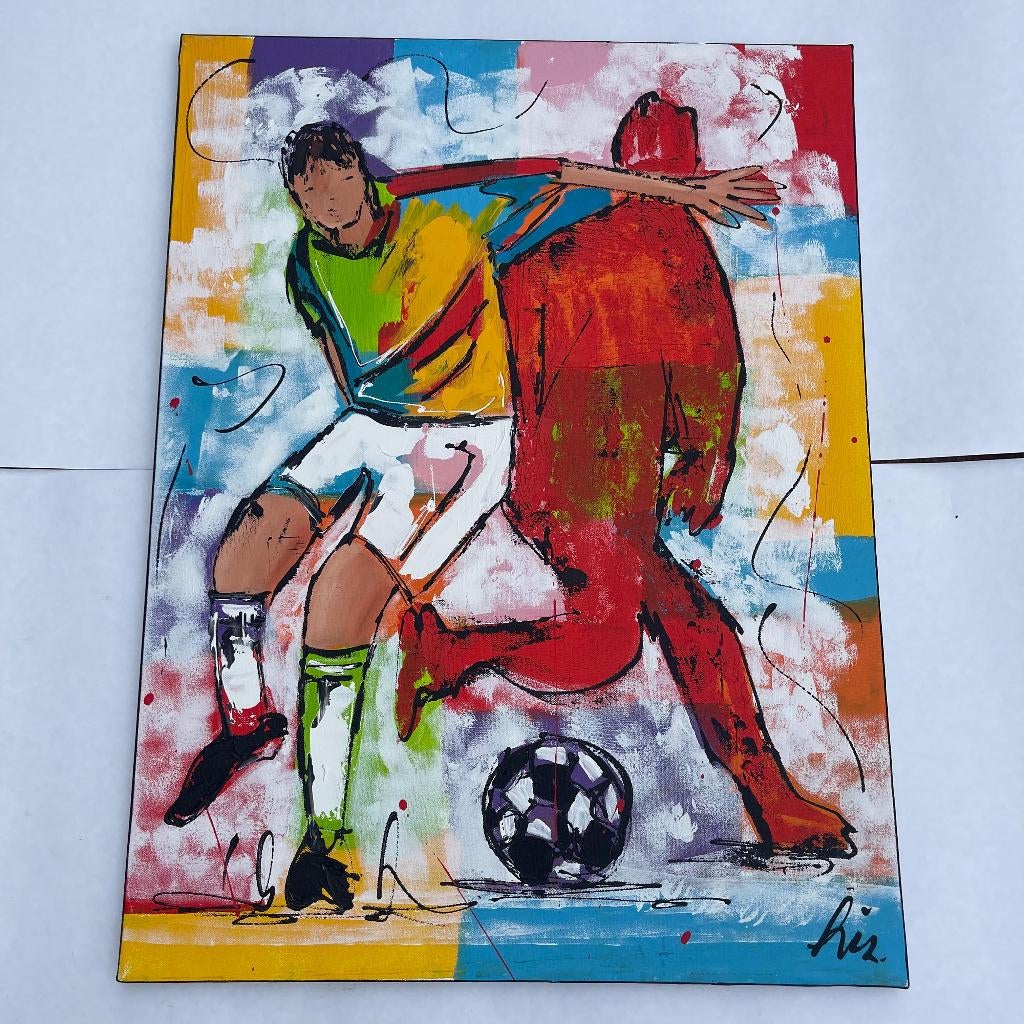 Schilderij Liz Goal Voetbal Soccer Abract Modern 60x80cm, Ophalen of Verzenden