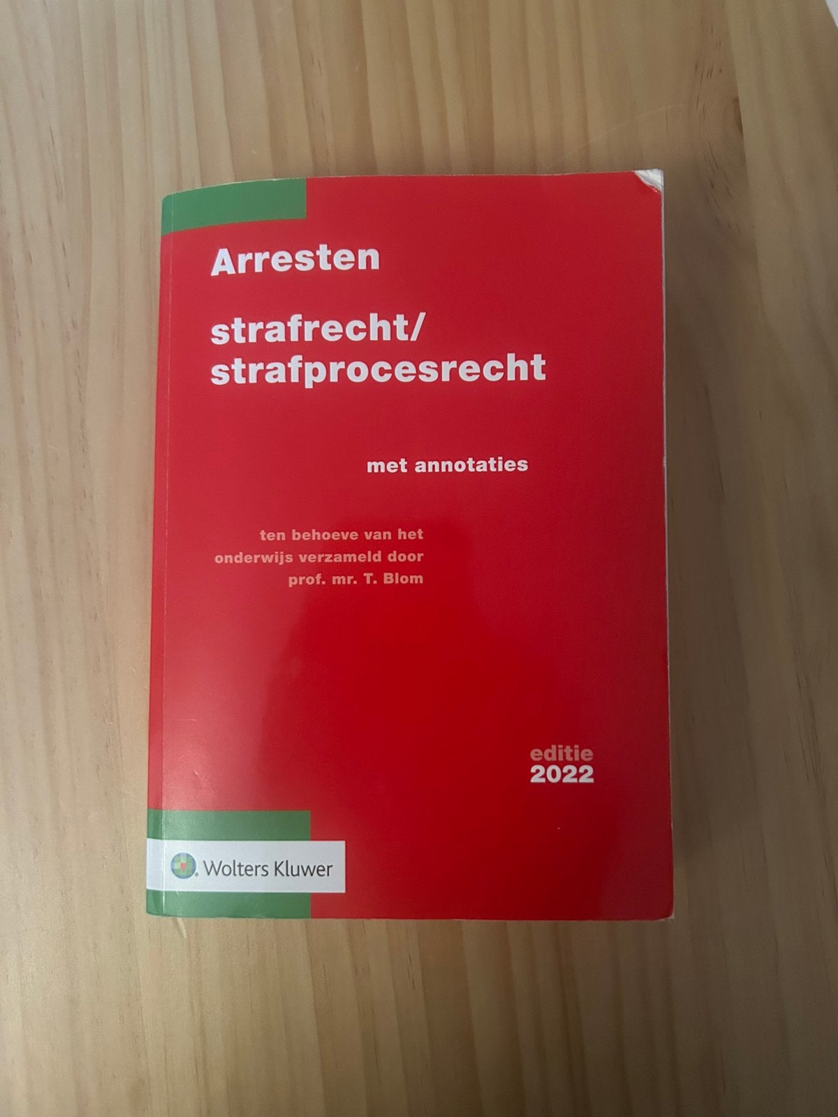 Arresten strafrecht/strafprocesrecht editie 2022, Ophalen of Verzenden, Alpha, Gelezen, WO