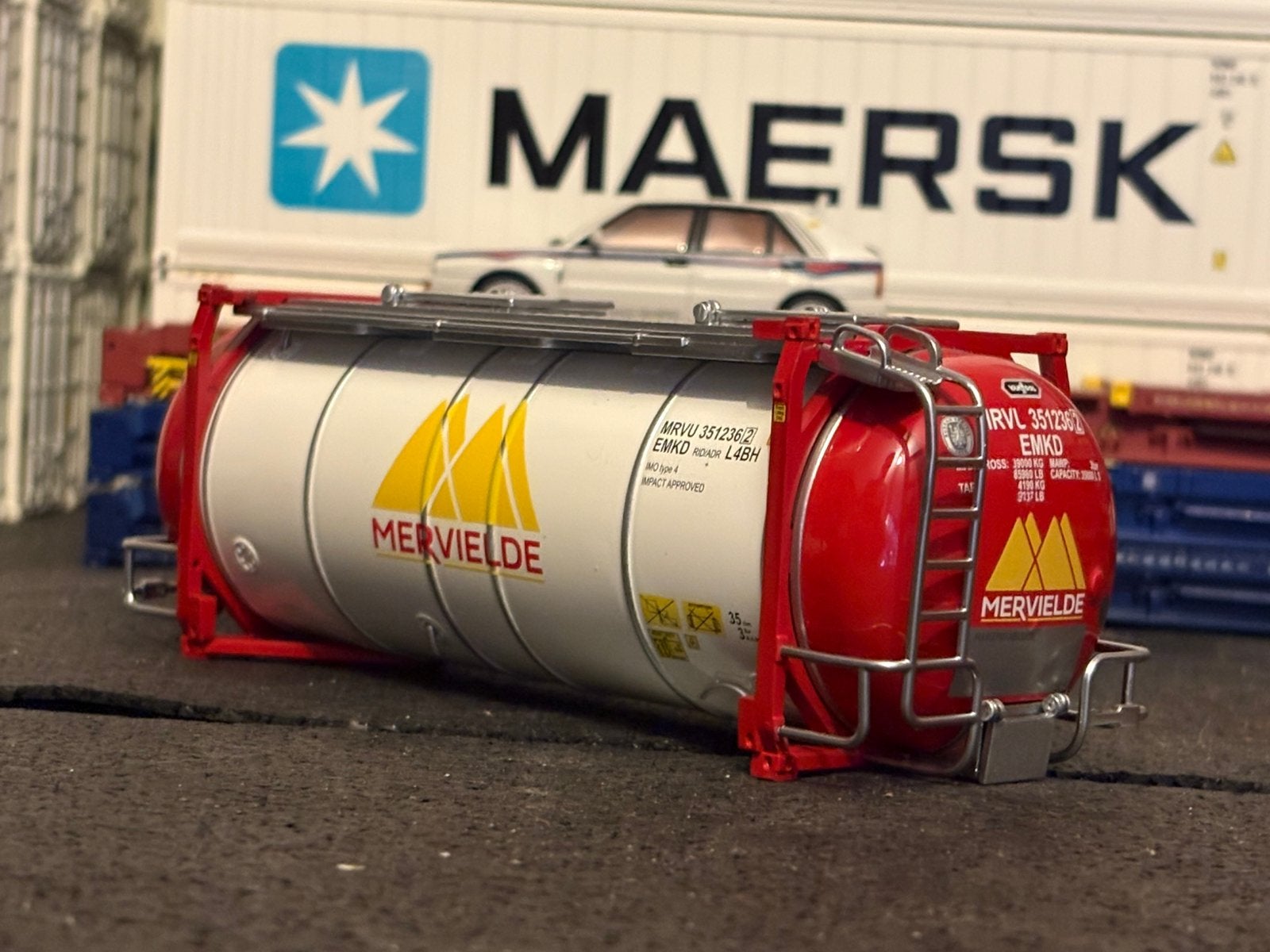 Tekno Mervelde swap tank container, Ophalen of Verzenden, Zo goed als nieuw, Bus of Vrachtwagen, Tekno
