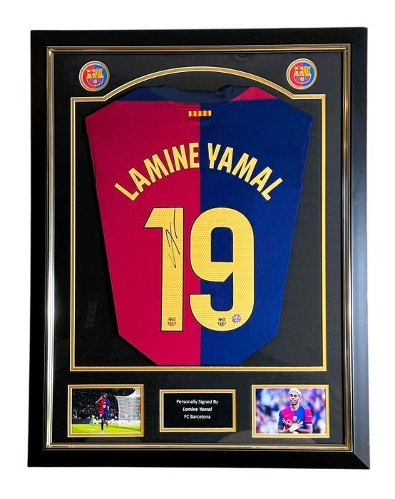 Lamine Yamal Signed FC Barcalona Jersey Premium Frame, Shirt, Nieuw, Ophalen of Verzenden, Sport Memorabilia Netherlands