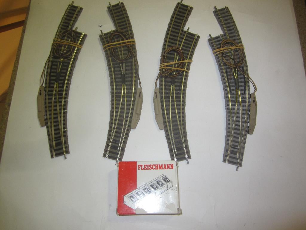 fleischmann Ho profi rails elektr.wissels 6142 (2x set), Gebruikt, Gelijkstroom, Fleischmann, Rails