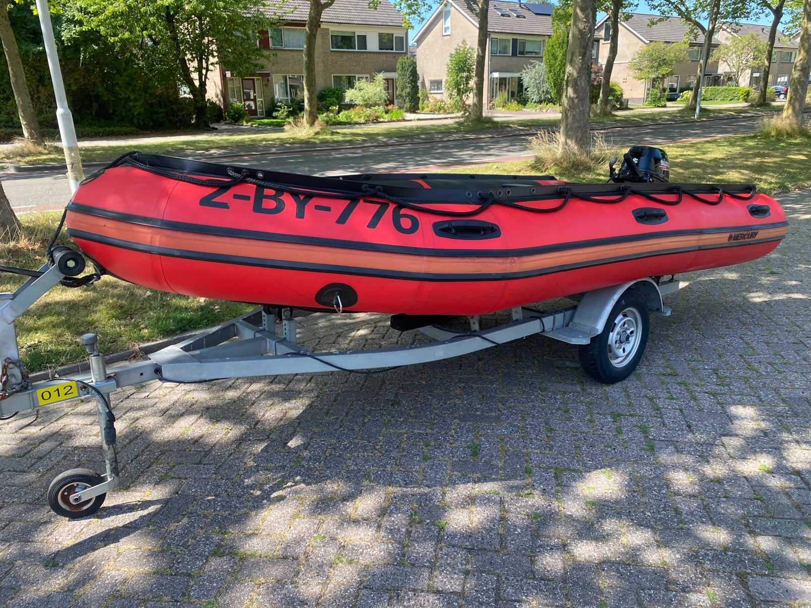 Mercury 430 heavy duty  met Suzuki 20 pk efi en trailer, Gebruikt, Metcury, Mercury, Mercury