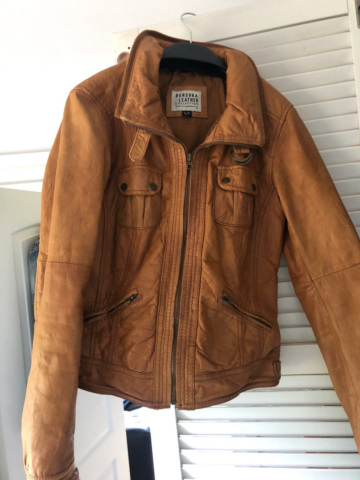 Cognac kleurige leren jas, Kleding | Dames, Ophalen of Verzenden, Zo goed als nieuw, Bruin