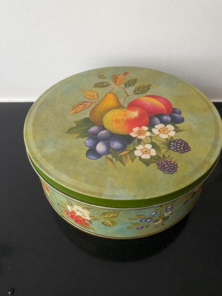 Vintage metalen Koekblik | stilleven fruit | jaren 60, Verzamelen, Ophalen of Verzenden, Overige typen